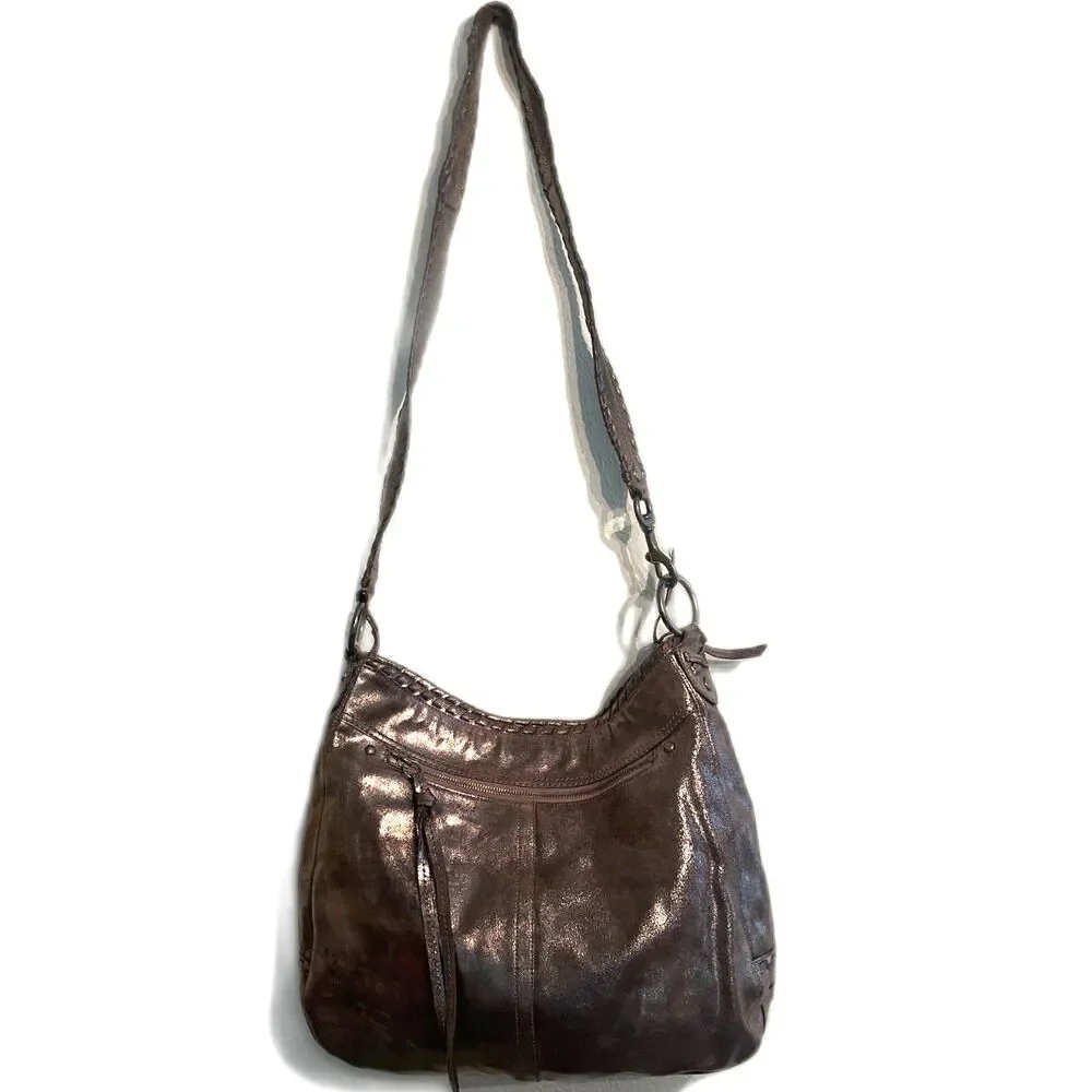 Coach Dillan Hobo Shoulder Bag Metallic Brown Stitch Lrg Leather Crossbody 15435